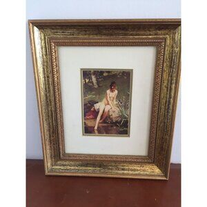 Vintage "The Little Shepherdess" Paul Peel Artist 1892 Art Print Matted Framed